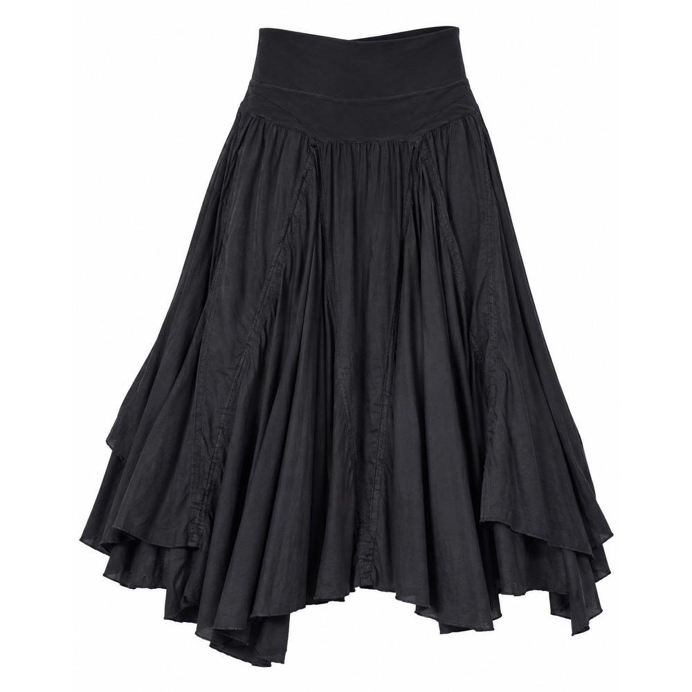 Baba Maxi Skirt Black Cotton Boho Witchy Indie Whimsigoth Lagenlook Women XL